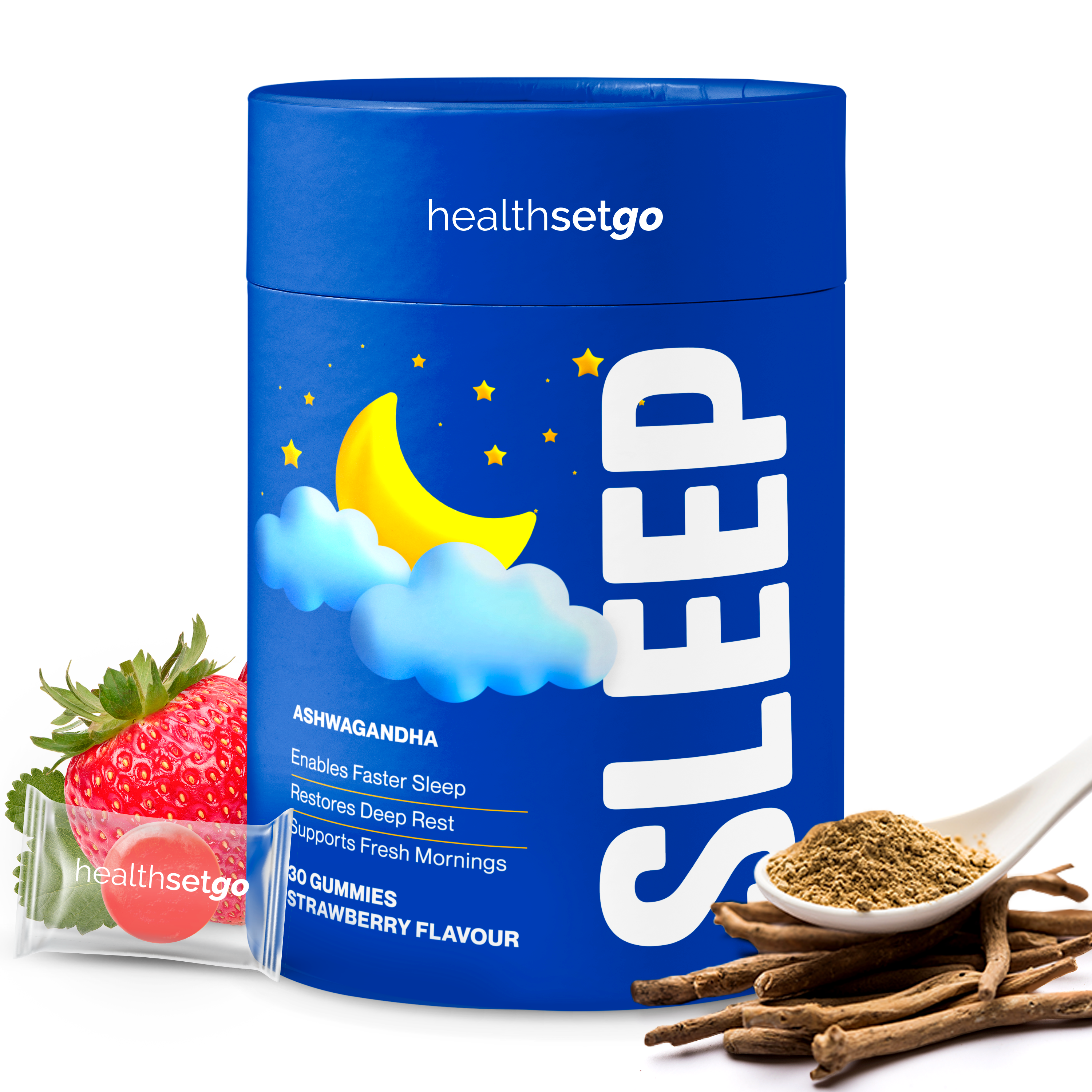 HealthSetGo Sleep Gummies 5mg Melatonin & Ashwaghandha  30 Pack