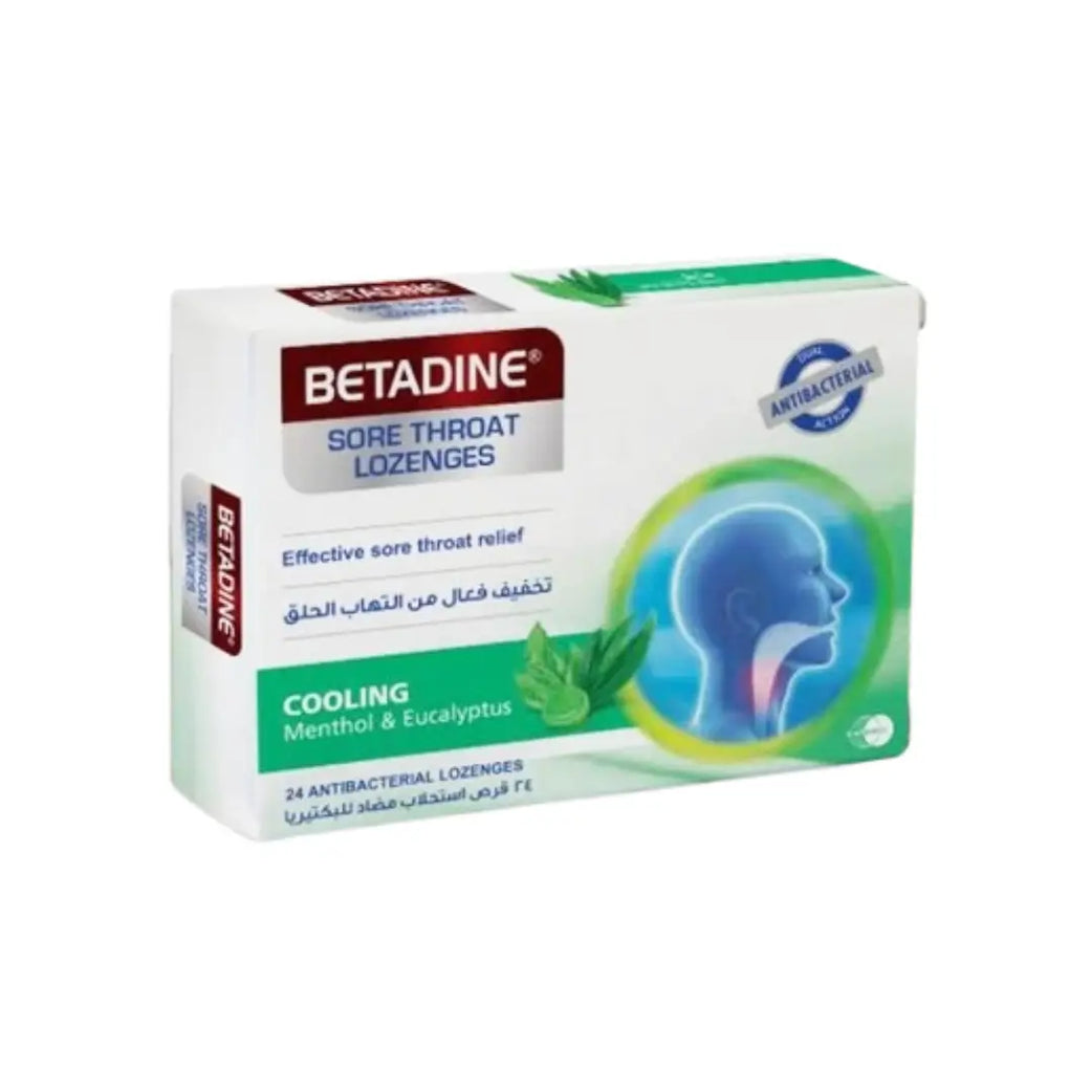 Betadine Cooling Menthol & Eucalyptus Sore Throat Lozenges 24s