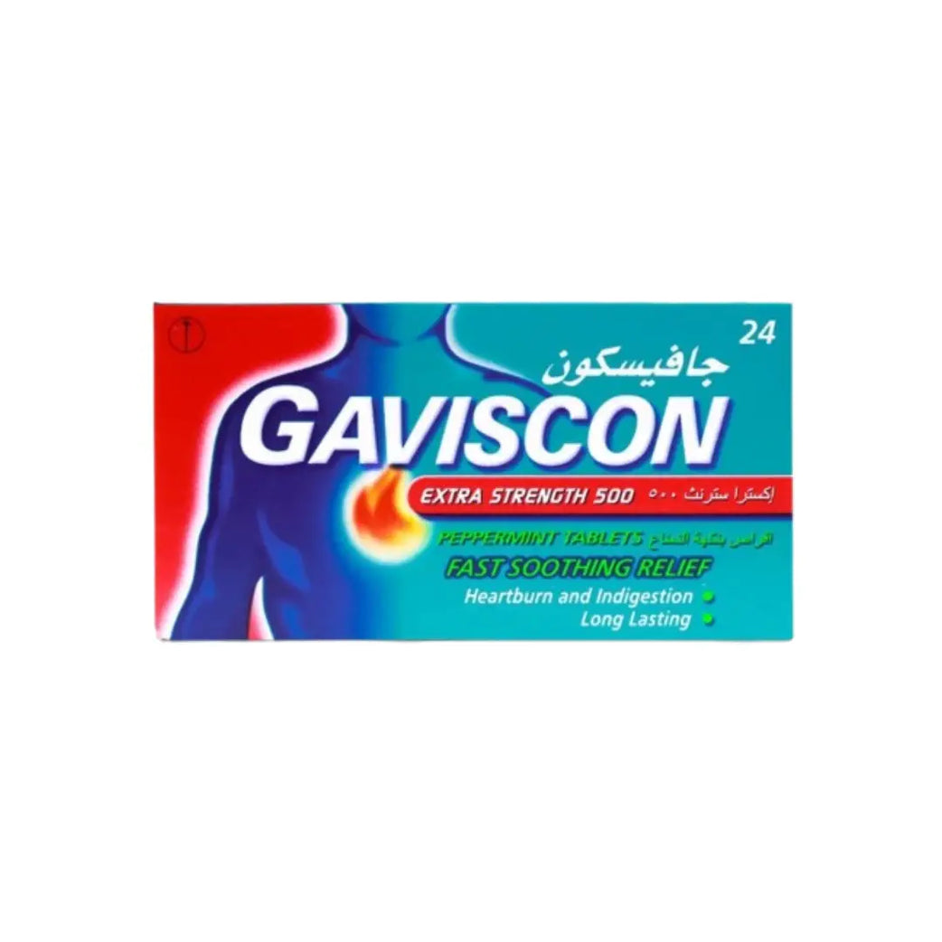 Gaviscon Extra Strength 500MG Peppermint Tablet 24s