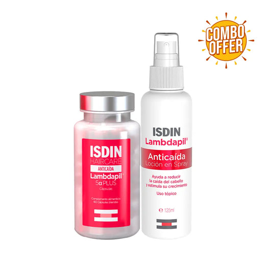 Super Combo Offer: Isdin Haircare Lambdapil 5 Alfa Plus Cap 60s + ISDIN  Lambdapil Anti-Hair Loss Lotion Spray 125Ml