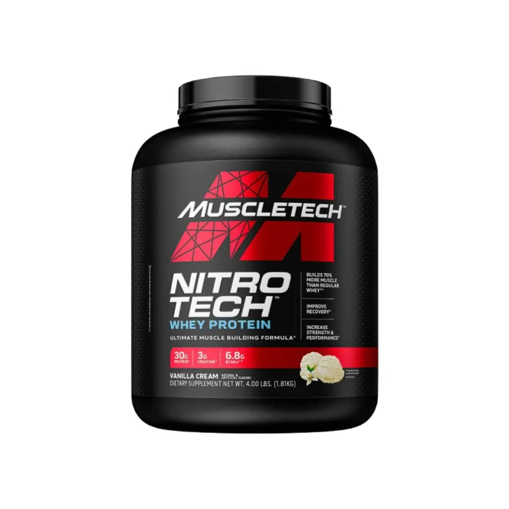 MUSCLETECH NITROTECH WHEY 4LBS VANILLA CREAM SERV 41