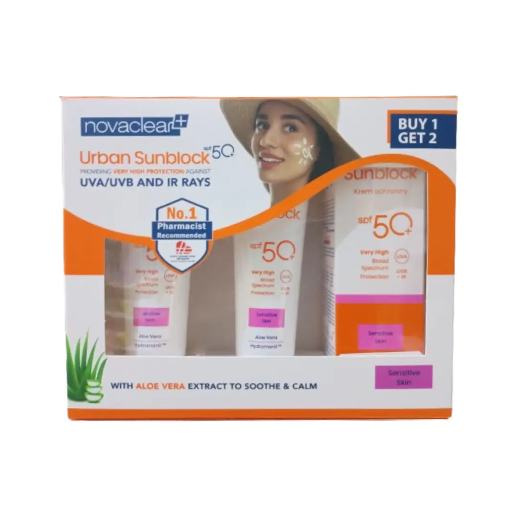 NOVACLEAR Urban Sunblock Sensitive Skin SPF50 40ml 1+2 Promo Pack