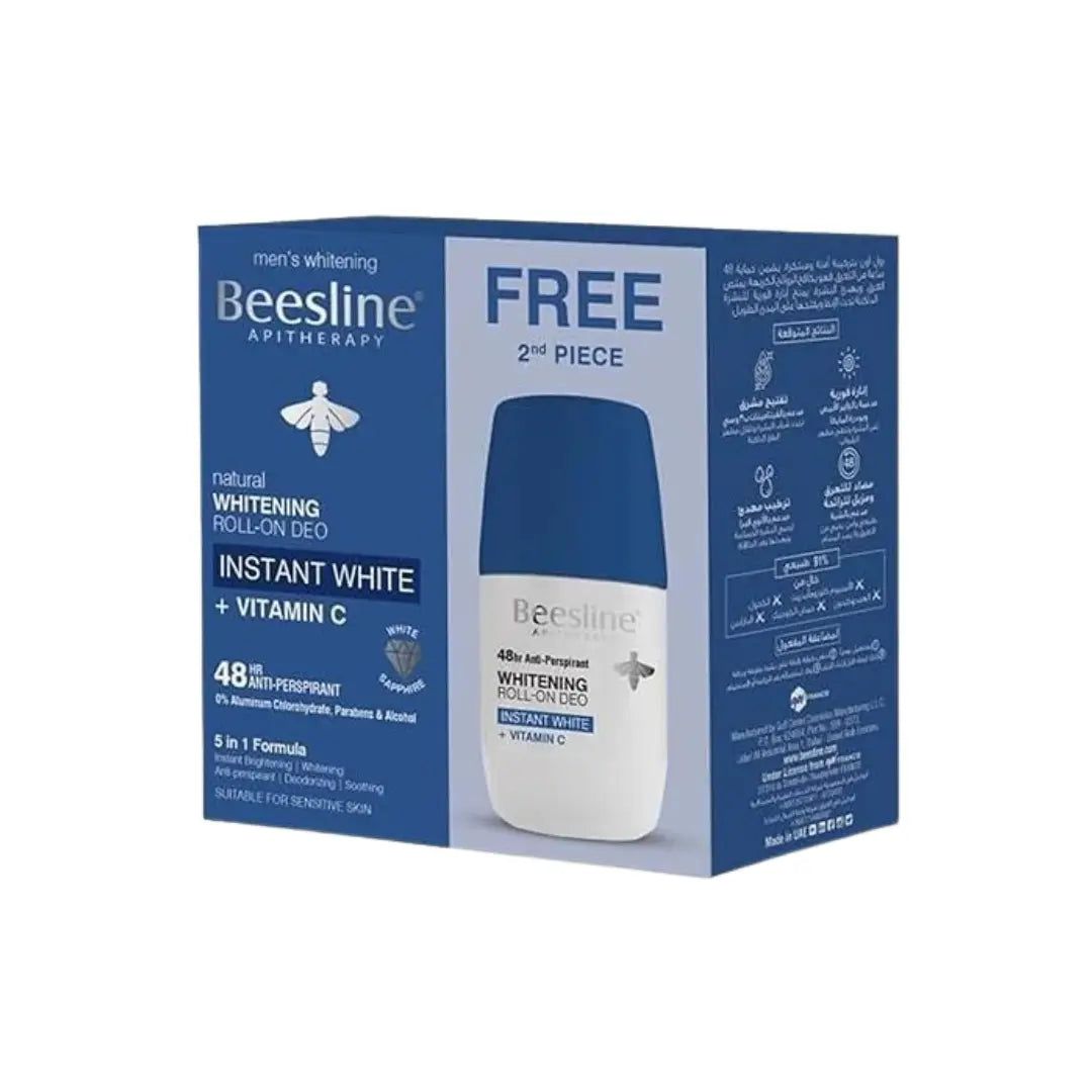 Beesline 5 in 1 48H Deo Roll On Instant White + Vitamin C 50ml 1+1