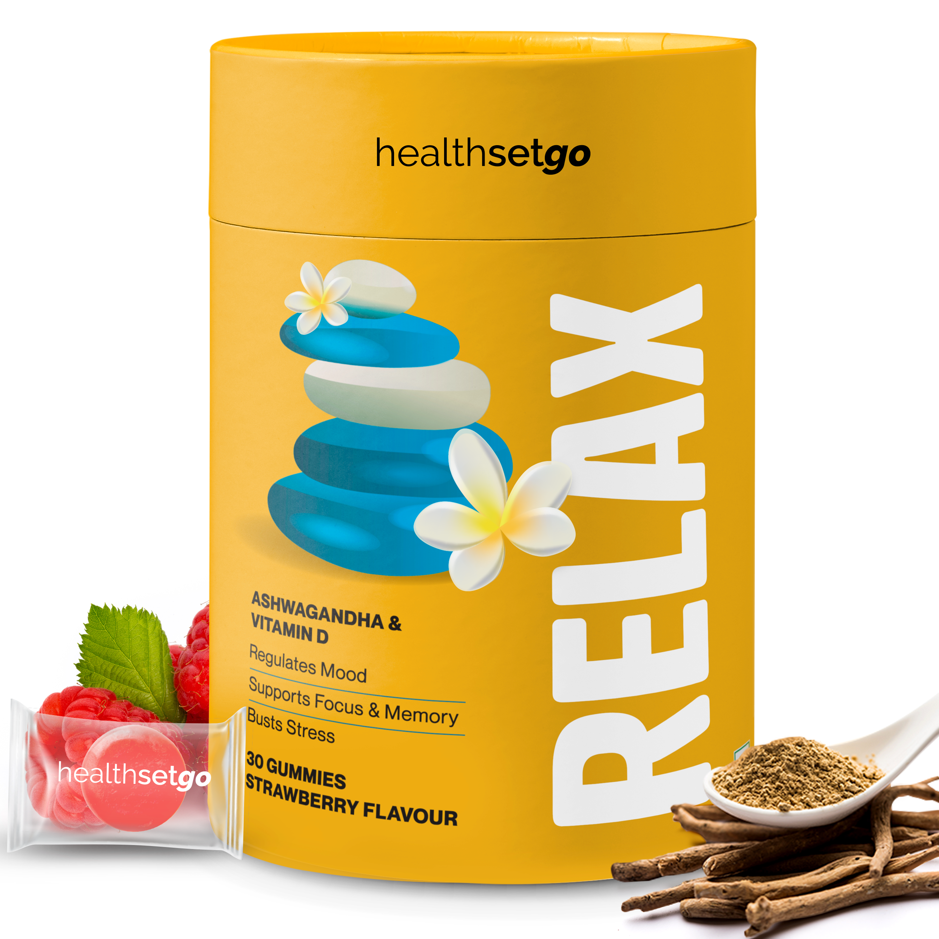 HealthSetGo Relax Ashwaganda and Vitamin D2 Gummies 30s