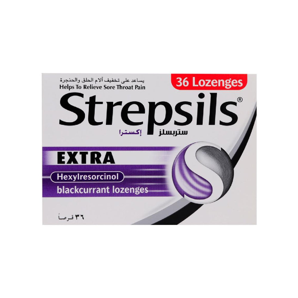 STREPSILS EXTRA BLACKCURRANT LOZENGES 36s