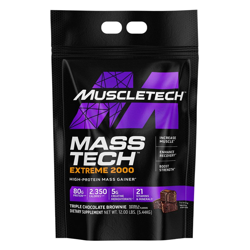 MUSCLETECH MASSTECH EXTREME 2000 12LBS TRIPLE CHOCOLATE BRWONIE SERV 10