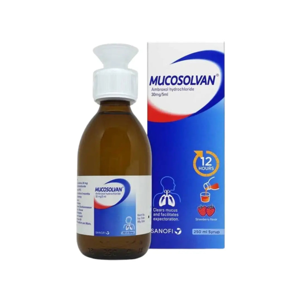 MUCOSOLVAN 30MG/5ML SYRUP 250ML Strawberry