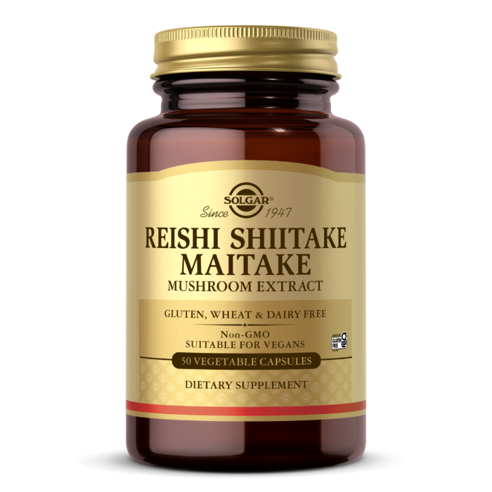 SOLGAR REISHI SHIITAKE MAITAKE MUSHROOM EXTRACT VEGETABLE CAPSULES 50S - Med7 Online